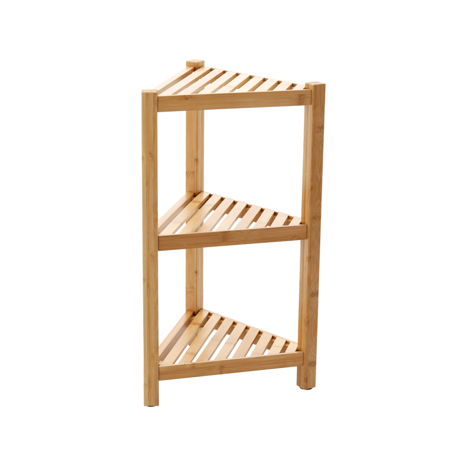 Levně Rohový bambusový regál 3patrový 34 × 34 × 60 cm