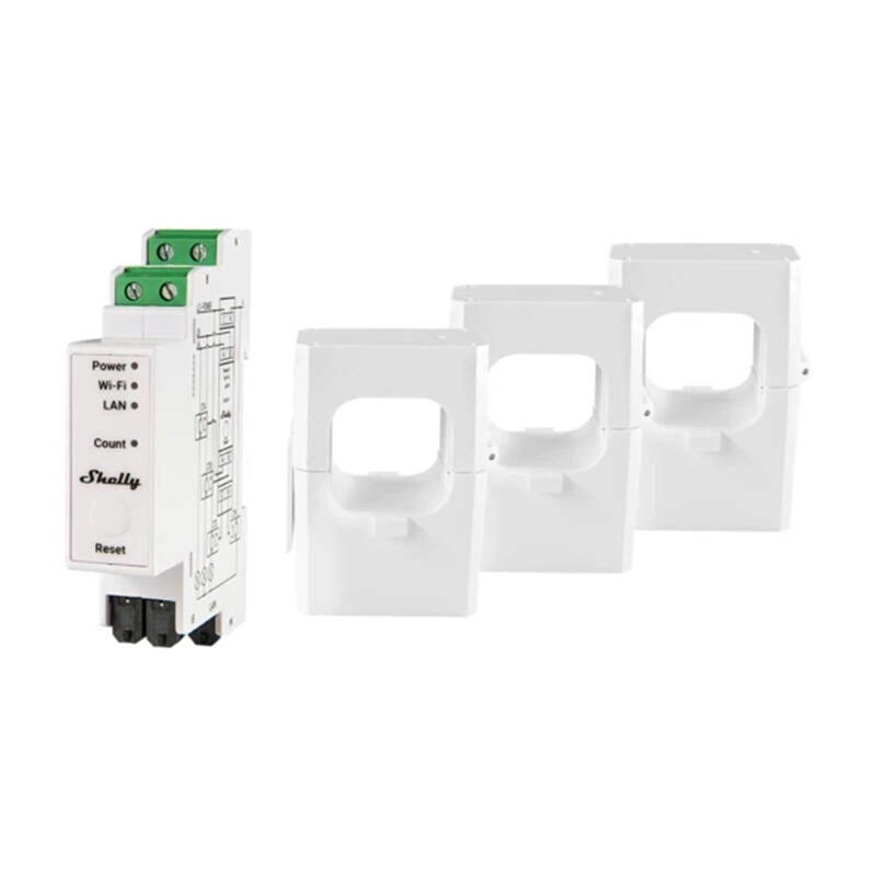 Levně Shelly Pro 3EM + 3x 400A svorky měření spotřeby (LAN, WiFi, Bluetooth) SHELLY-PRO-3EM-400