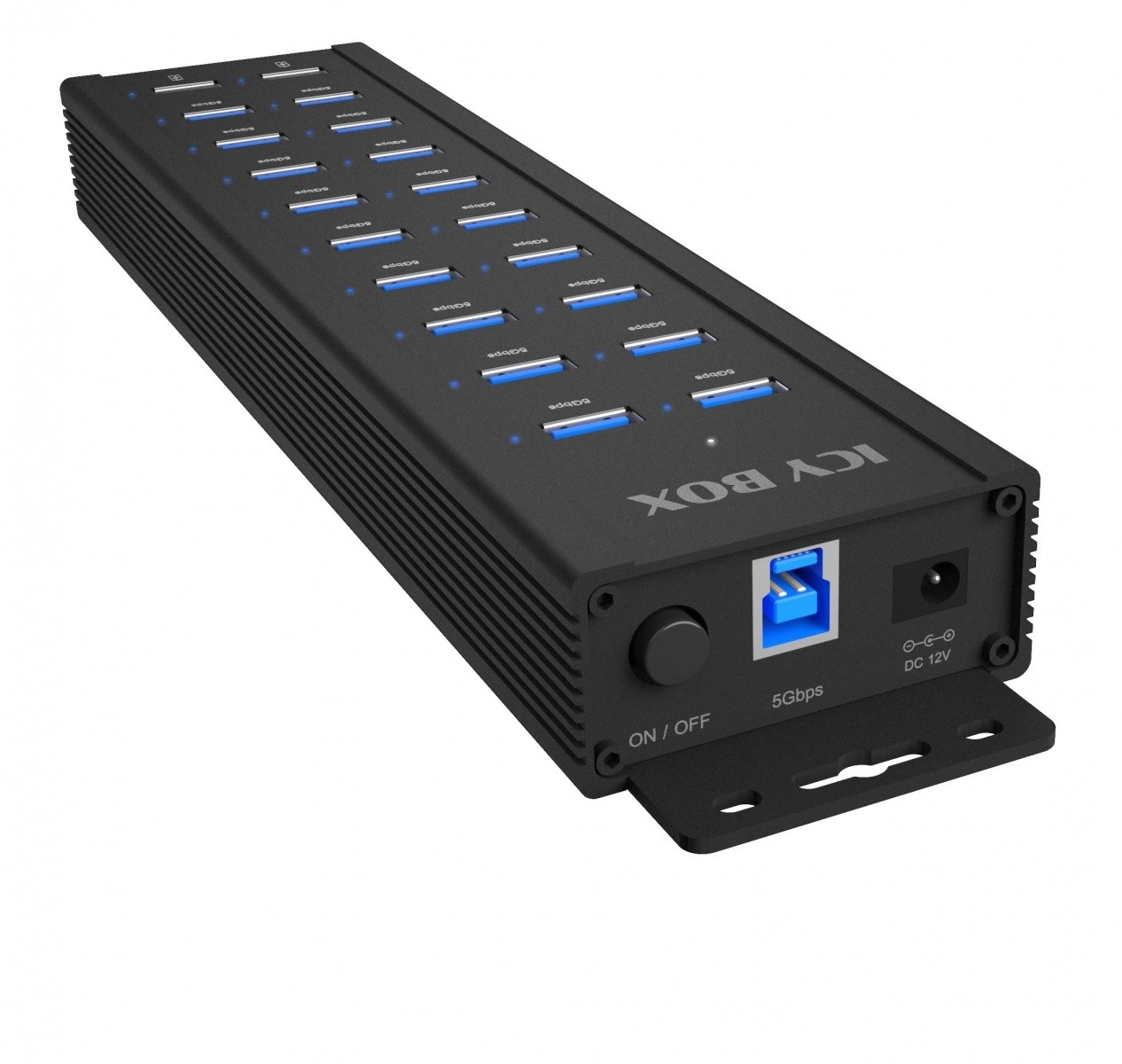 Levně Icy Box IB-HUB1720-U3 20portový USB hub s napájením 96 W