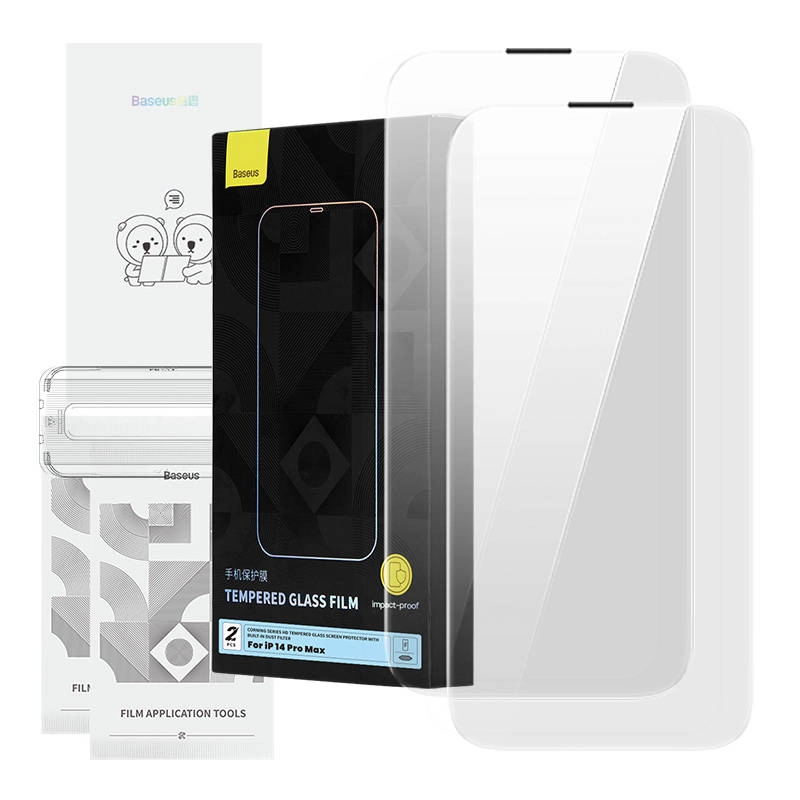 Levně Tempered Glass Baseus Corning for iPhone 14 Pro with built-in dust filter 6932172631741