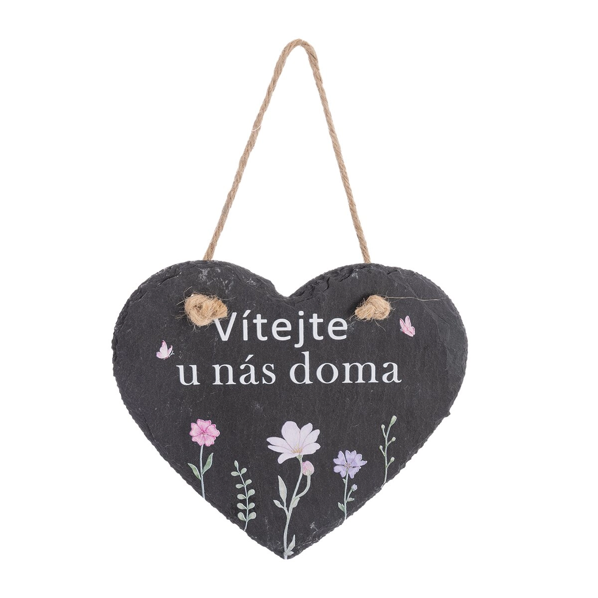 Levně Břidlicové srdce s nápisem Vítejte