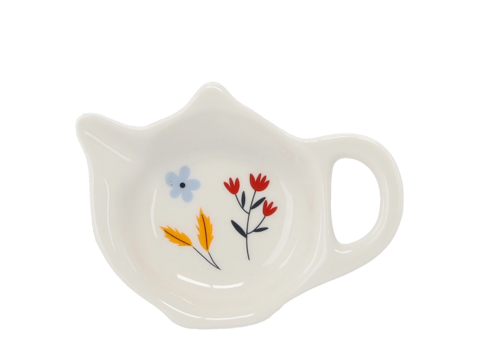 Levně Dárková čajová sada s porcelánovým hrnkem 350 ml, podšálkem a nerezovým infuzérem s květinovým motivem