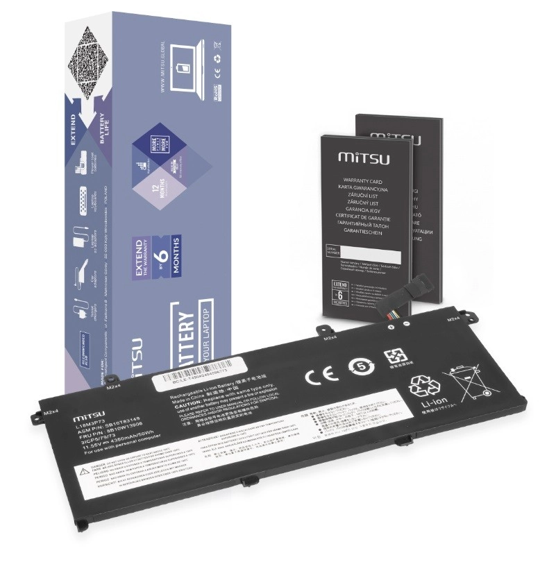 Levně MITSU baterie pro Lenovo ThinkPad T490/T495/P43s/P14s 4350 mAh 50 Wh 11,55 V