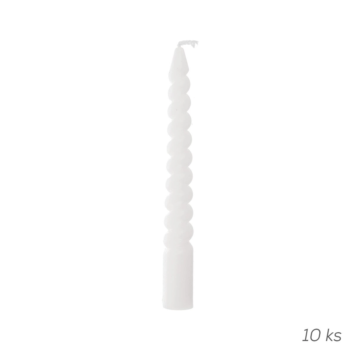 Levně Dekorativní kroucené svíčky bílé 10 cm, 10 ks