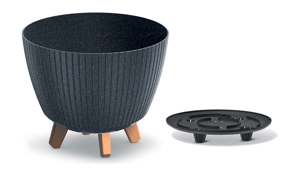Levně Prosperplast Květináč LAMIAL ECO WOOD antracitový 28,8 cm
