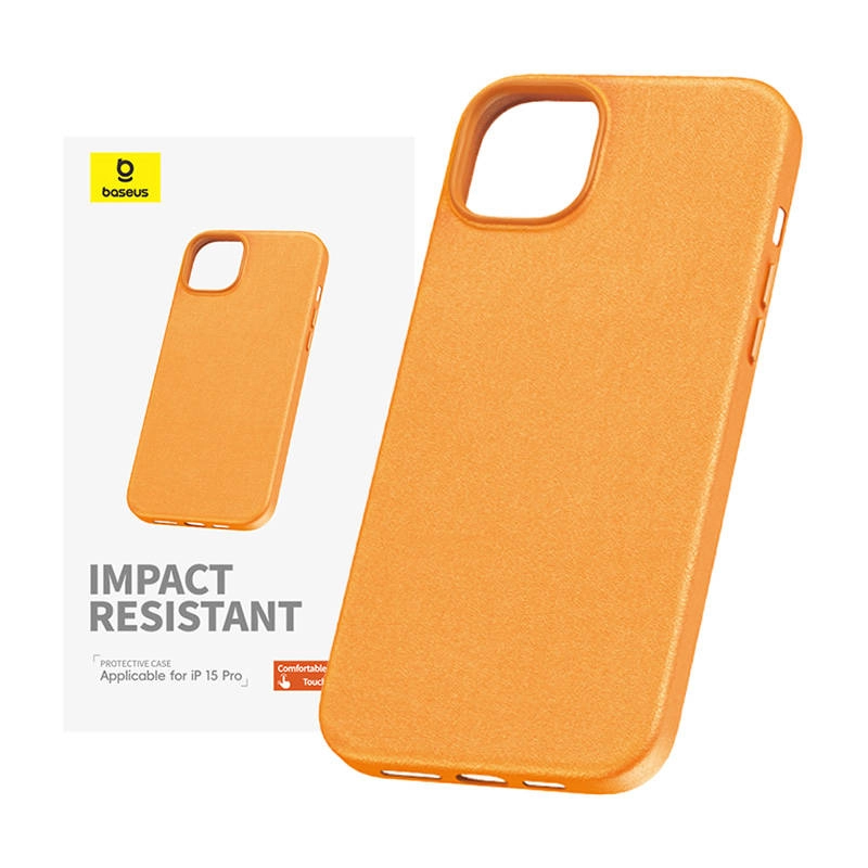 Levně Baseus Phone iPhone 15 ProMax Fauxther Series oranžové