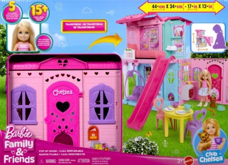 Levně Mattel Barbie Club Chelsea sada domeček pro panenku Pop-Up House + doplňky