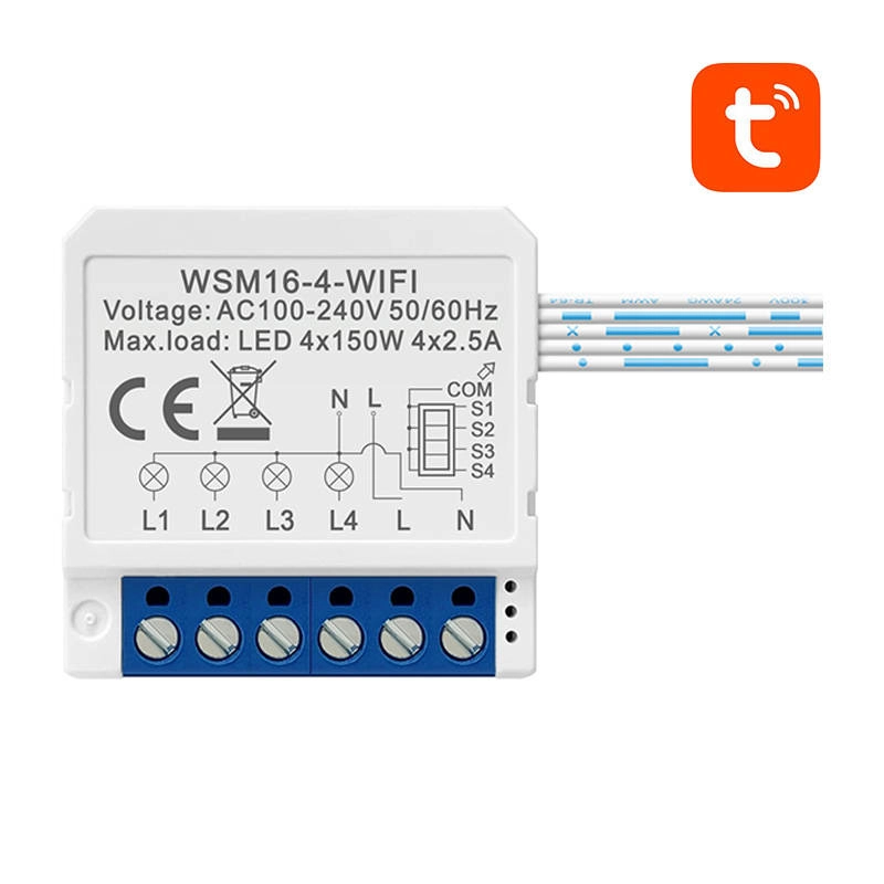 Levně Chytrý spínací modul WiFi Avatto TUYA, 4kanálový – Chytrý