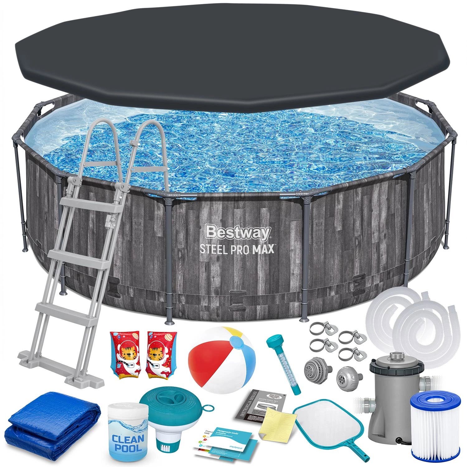 Zahradní bazén s ocelovou konstrukcí 366 × 100 cm set 18v1 BESTWAY Steel Pro MAX