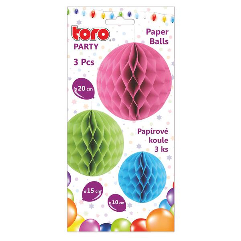 Levně TORO KOULE PAPÍROVÉ PRŮMĚR 10 15 A 20CM