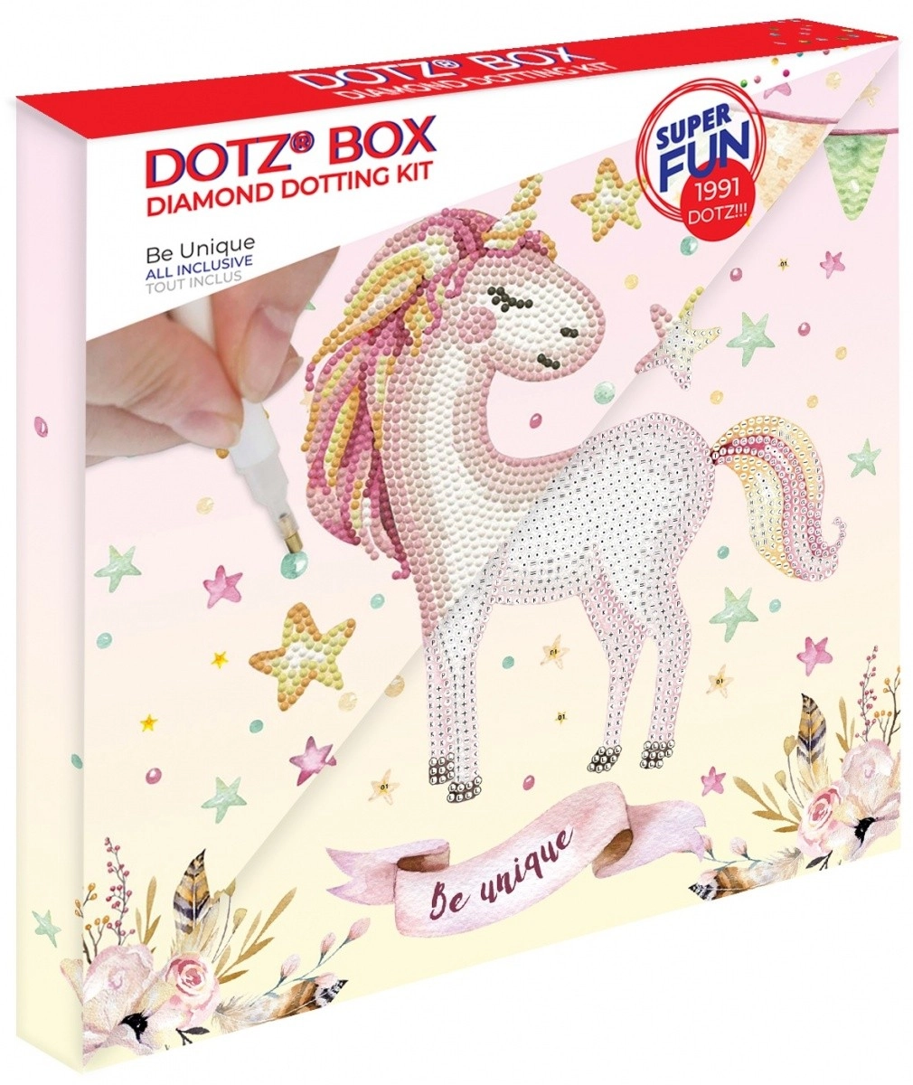 Levně DIAMOND DOTZ DOTZIES Diamantové malování Jednorožec DBX023 28 x 28 cm