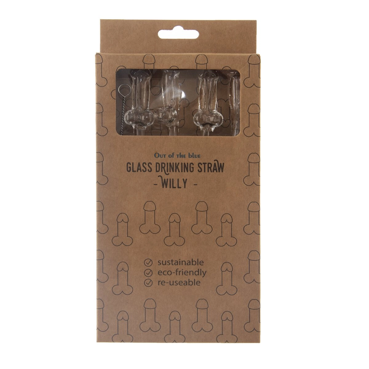 Levně Sada skleněných brček Glass Drinking Straw Willy