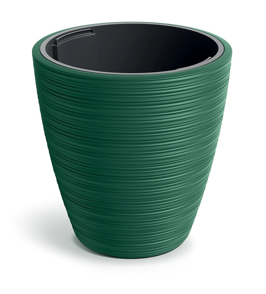 Levně Prosperplast Plastový květináč Venas Round tmavě zelený, 29,9 cm