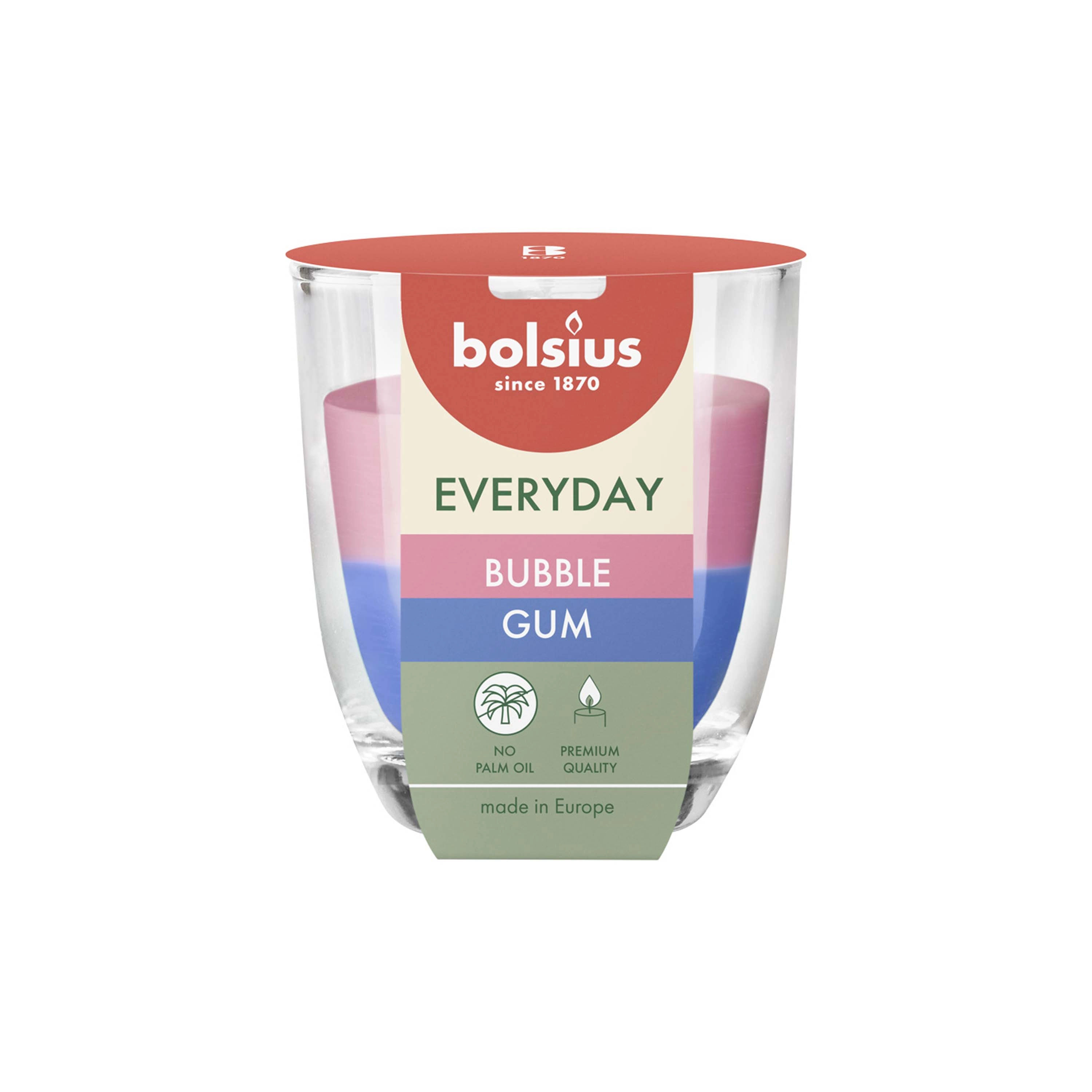 Levně Bolsius Everyday Duotone Bubble Gum 70 x 80 mm