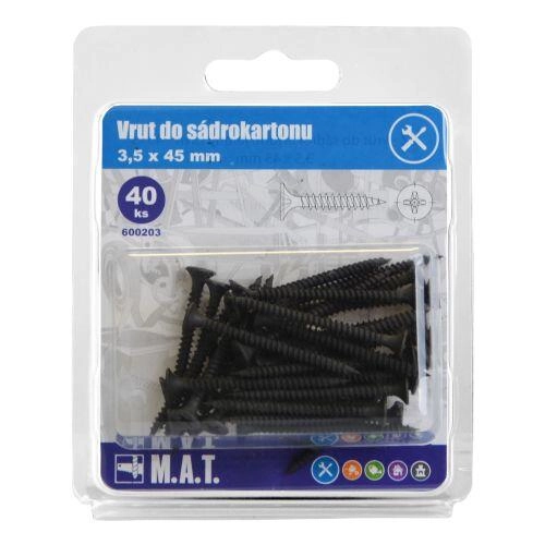 Levně M.A.T. Group Vruty do sádrokartonu 3,5 x 45mm fosfátované jemný závit (40ks)