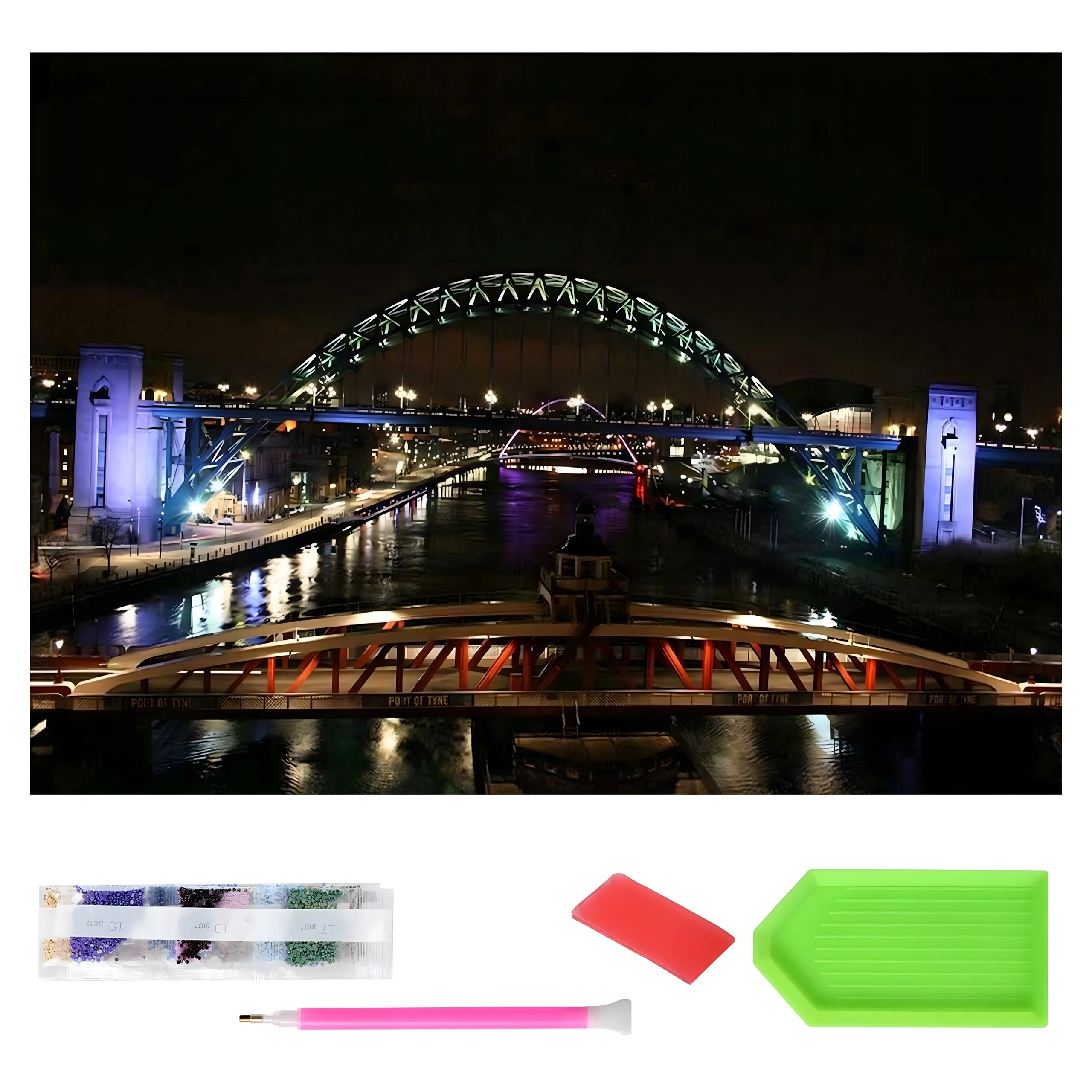 Levně Velký diamond painting 120 × 60 cm – noční most Tyne v NEWCASTLE