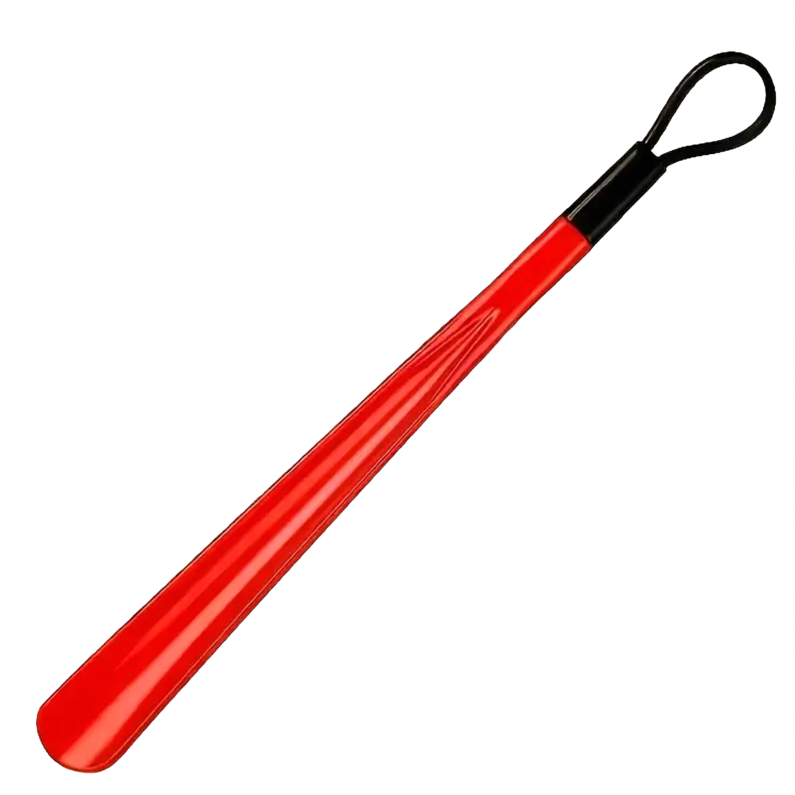 Levně Plastová lžíce na obouvání 48 cm s háčkem – červená