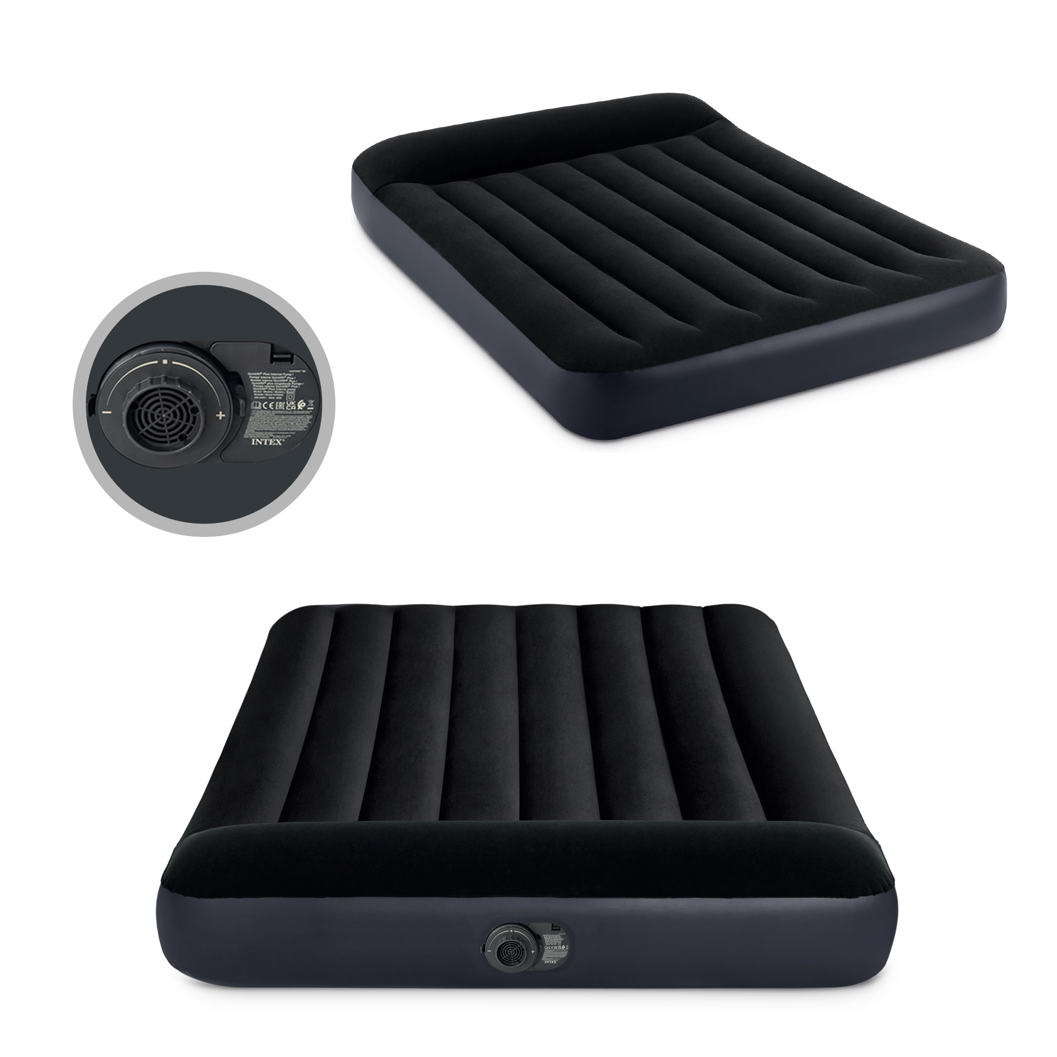 Levně Nafukovací matrace s integrovanou pumpou a polštářem INTEX 191 × 137 × 25 cm Dura-Beam