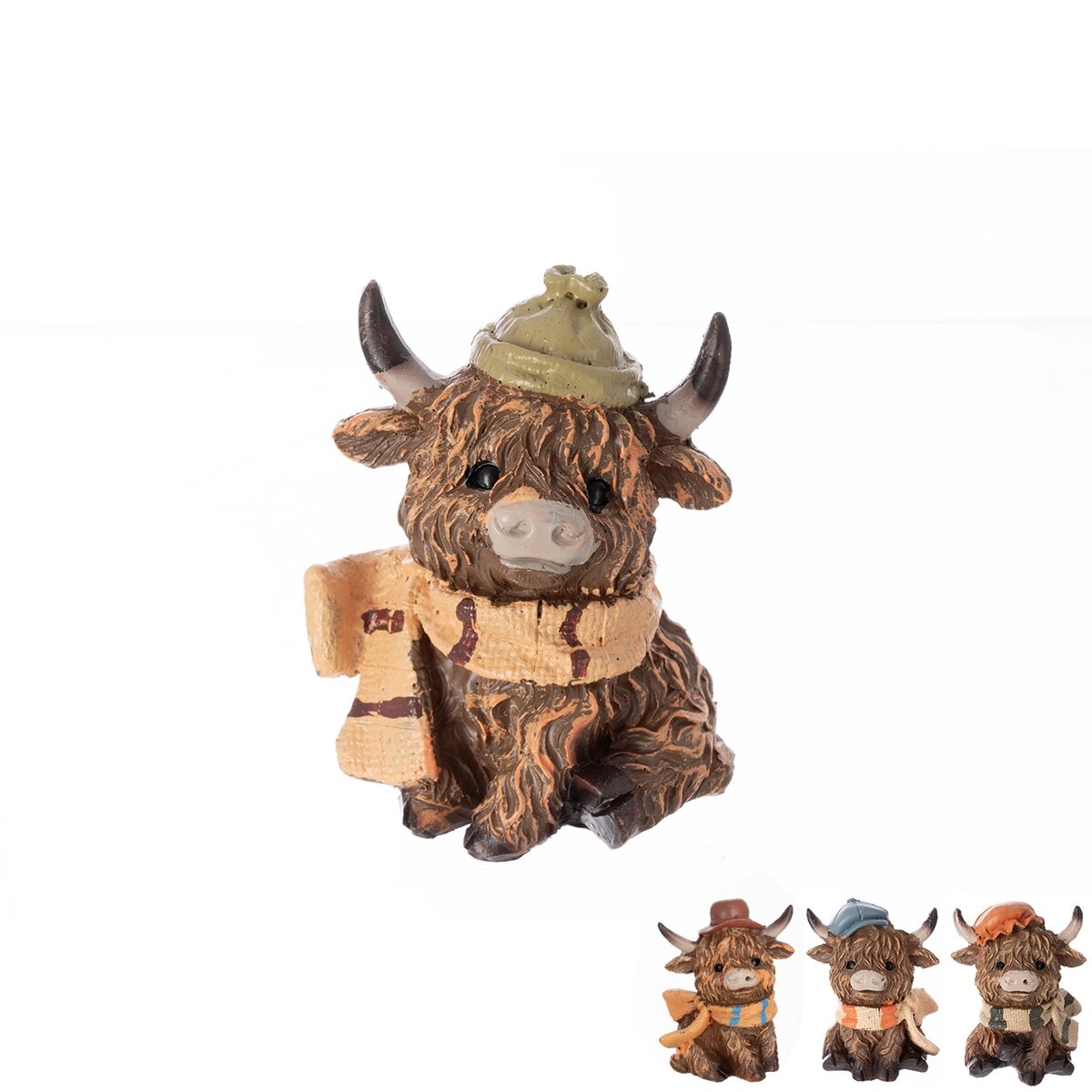 Levně Dekorativní figurka Kráva z polystone, sedící, hnědá 9 cm (4 varianty)