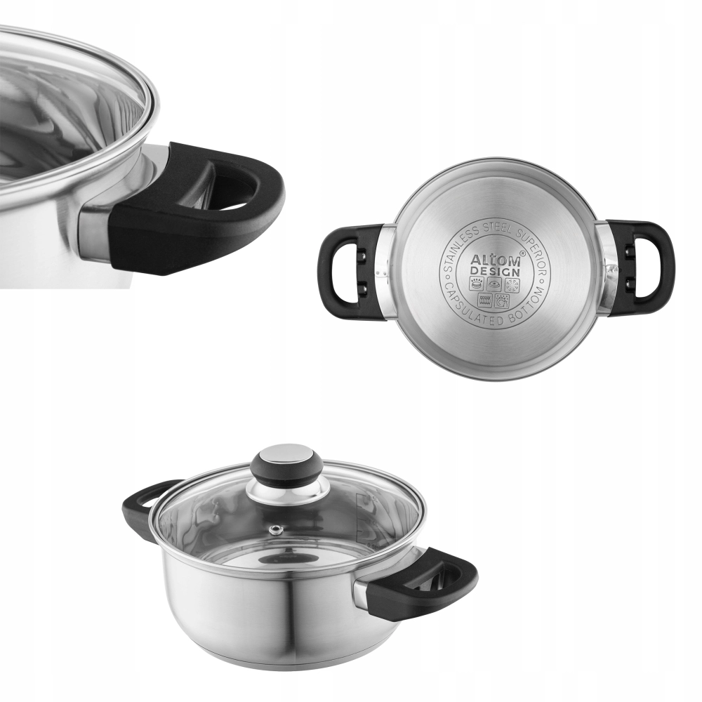 Levně Altom Design Emilio nerezový hrnec 1,9 l s poklicí 18 cm