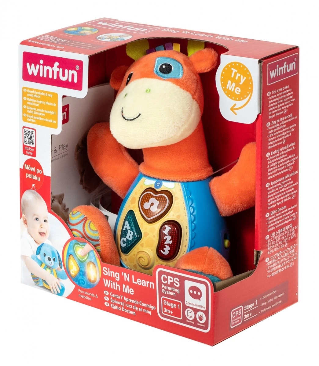 Levně Plyšová interaktivní žirafa s melodiemi a učením ABC a 123