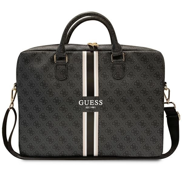 Levně Guess PU 4G Printed Stripes Computer Bag 15/16" Black 3666339119522