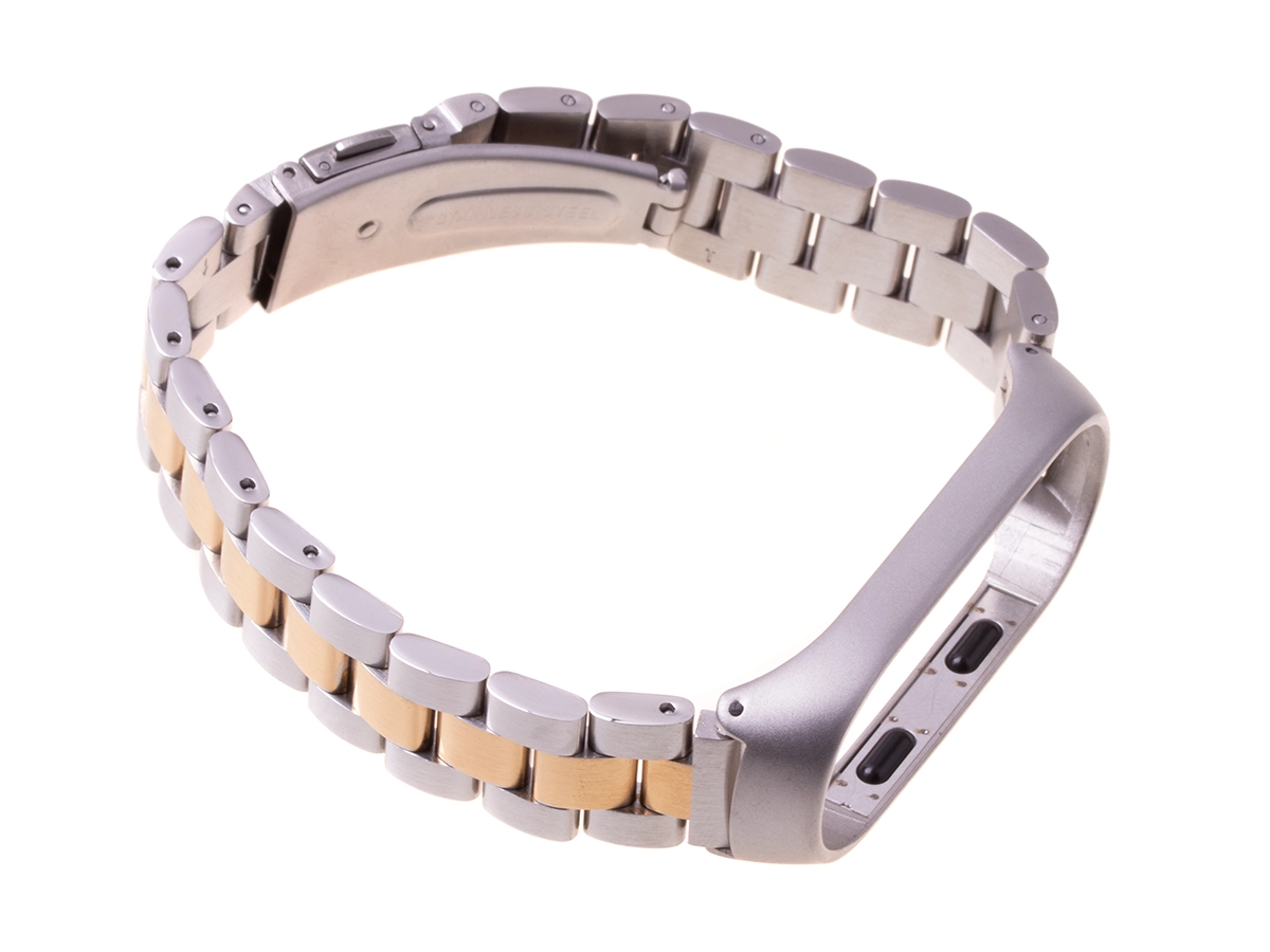 Levně Kovový náramek pro XIAOMI MI BAND 3/4 – stříbrno-zlatý