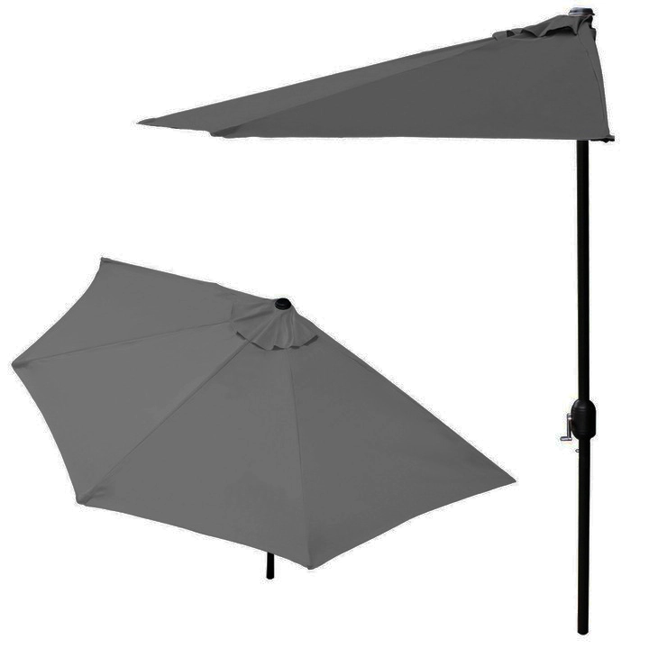 Levně MultiGarden SL-UM016 Půlkruhový zahradní slunečník ke zdi 2,7 m, šedý