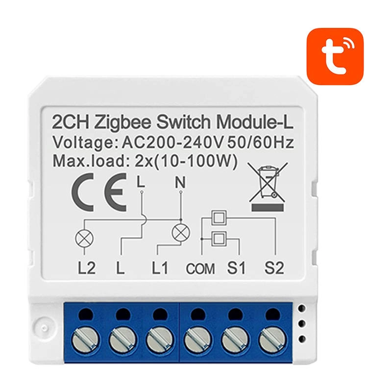 Levně Chytrý dvoukanálový spínací modul ZigBee bez nuláku AVATTO pro TUYA