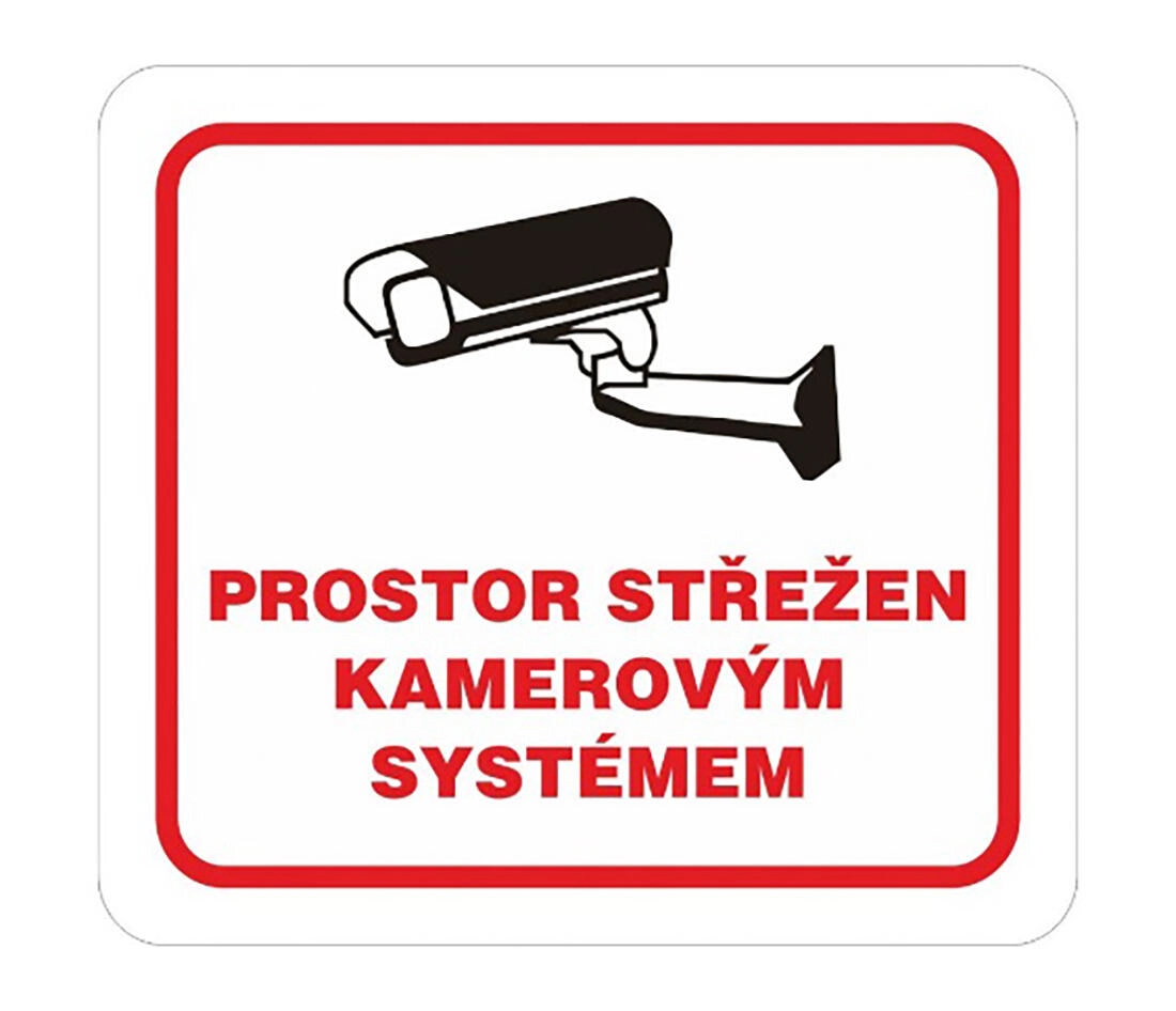 Levně tabulka - PROSTOR STŘEŽEN KAMEROVÝM SYSTÉMEM 100x90mm samolepicí