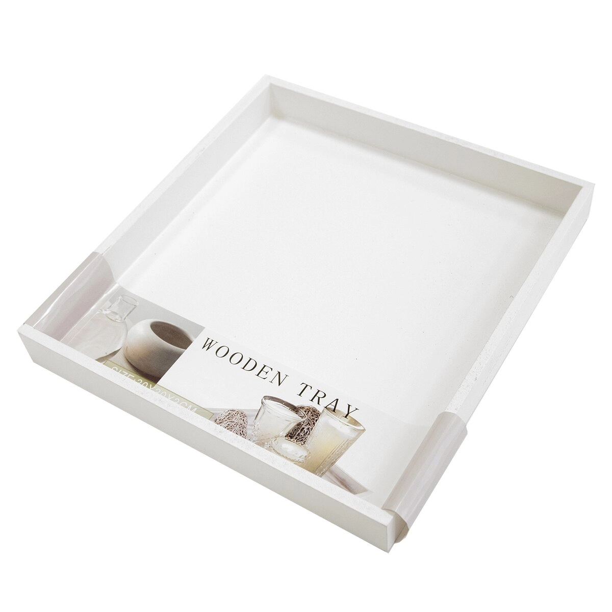 Levně Home Styling Collection Bílý podnos k servírování dřevěný 30x30cm