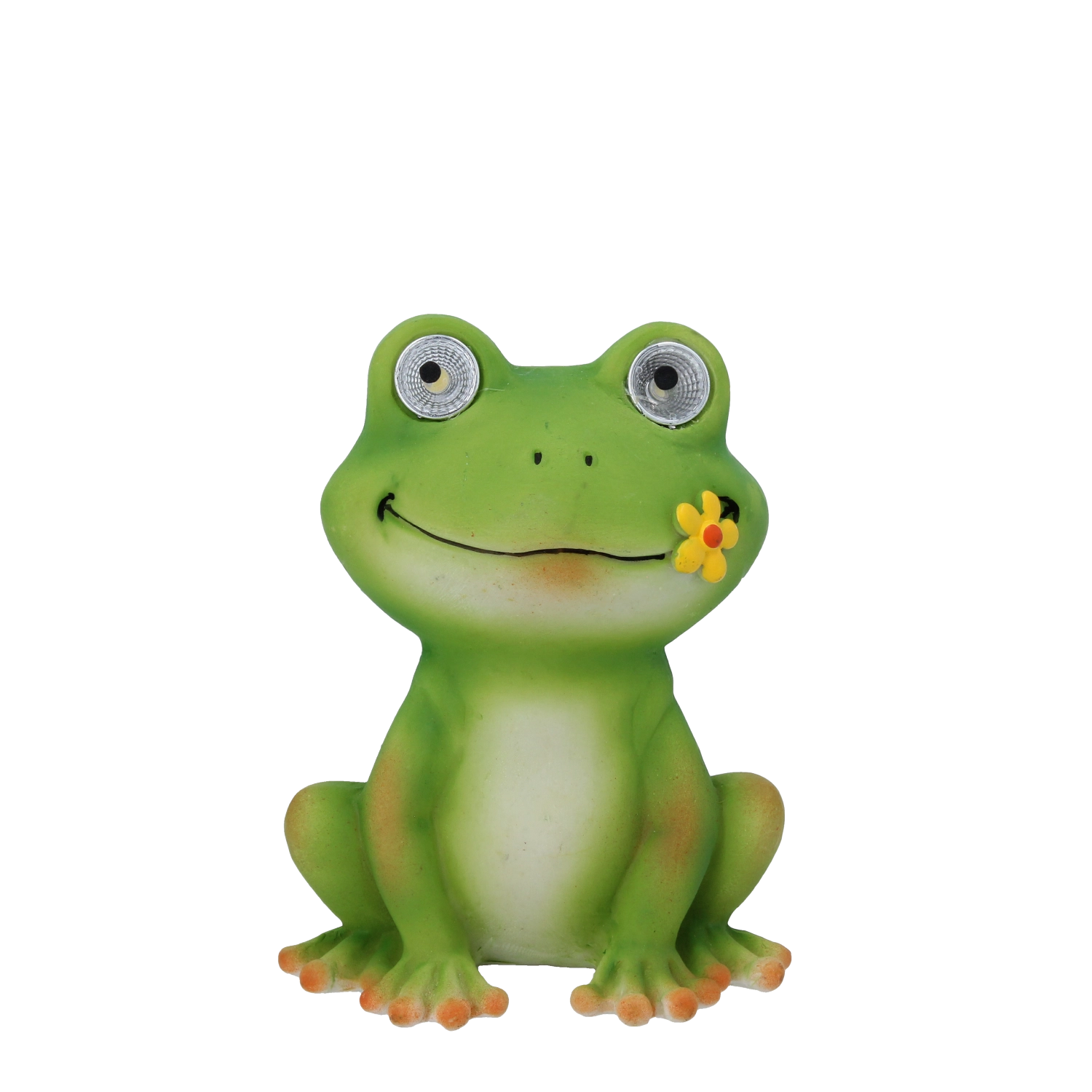 Levně Zahradní figurka žáby se svítícíma LED očima