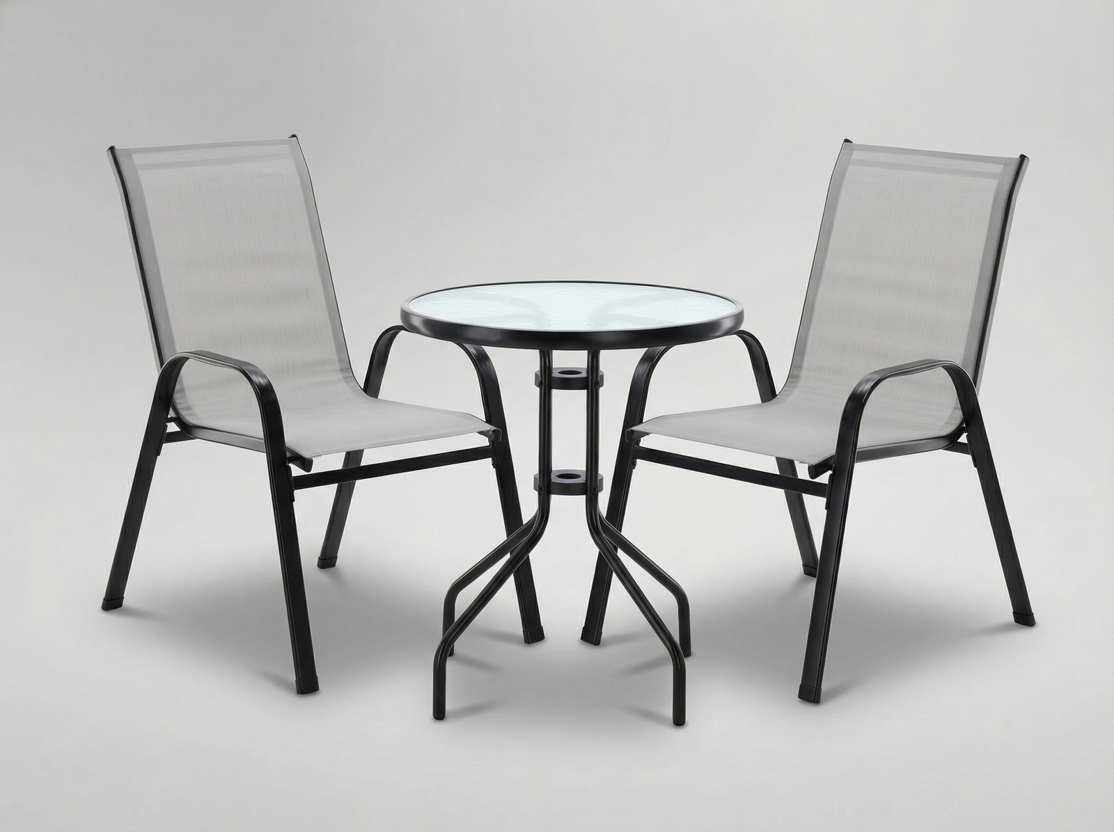 Levně Balkonový bistro set 2 židle a stůl, šedý
