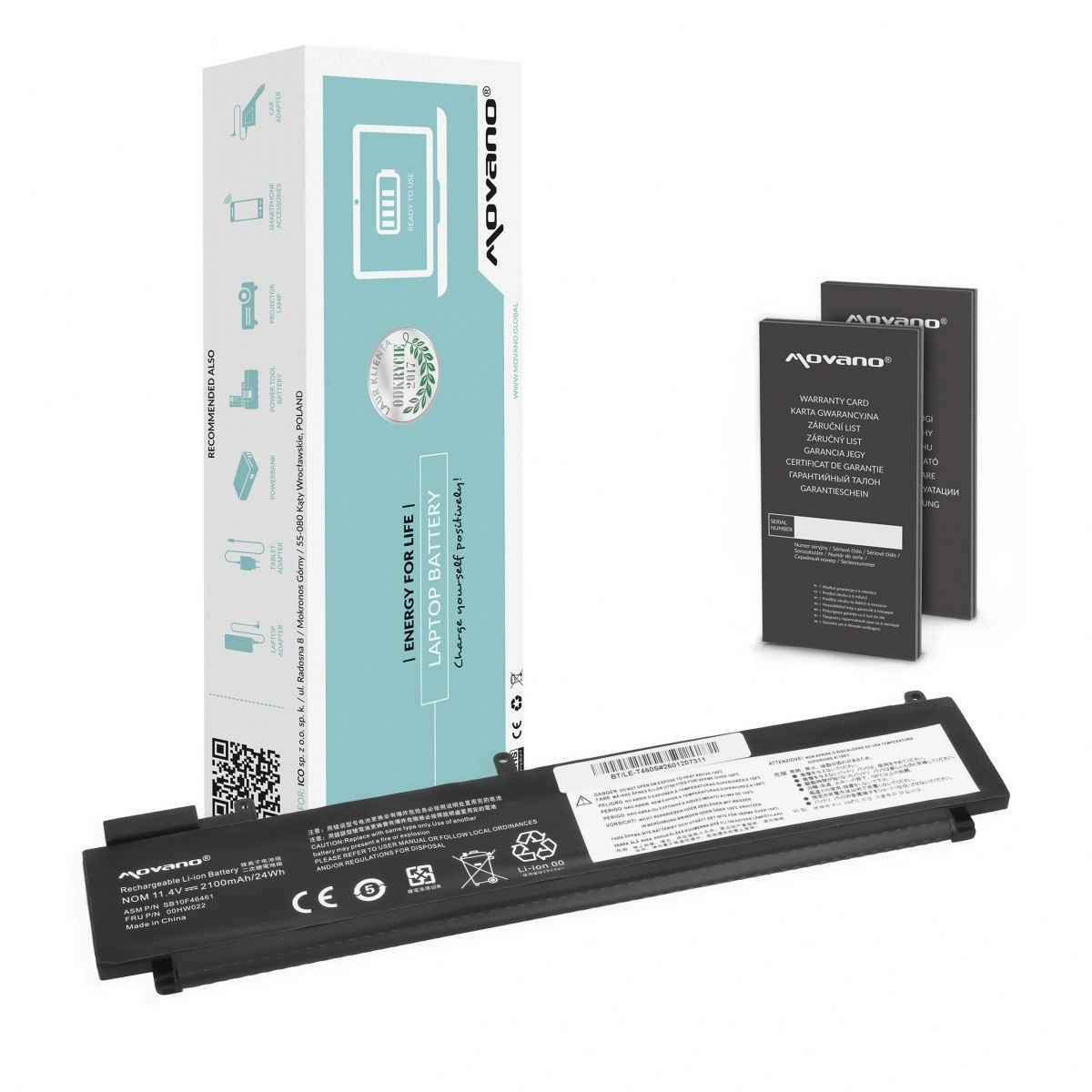 Levně Movano baterie pro Lenovo ThinkPad T460s a T470s (zadní, 2100 mAh / 24 Wh)