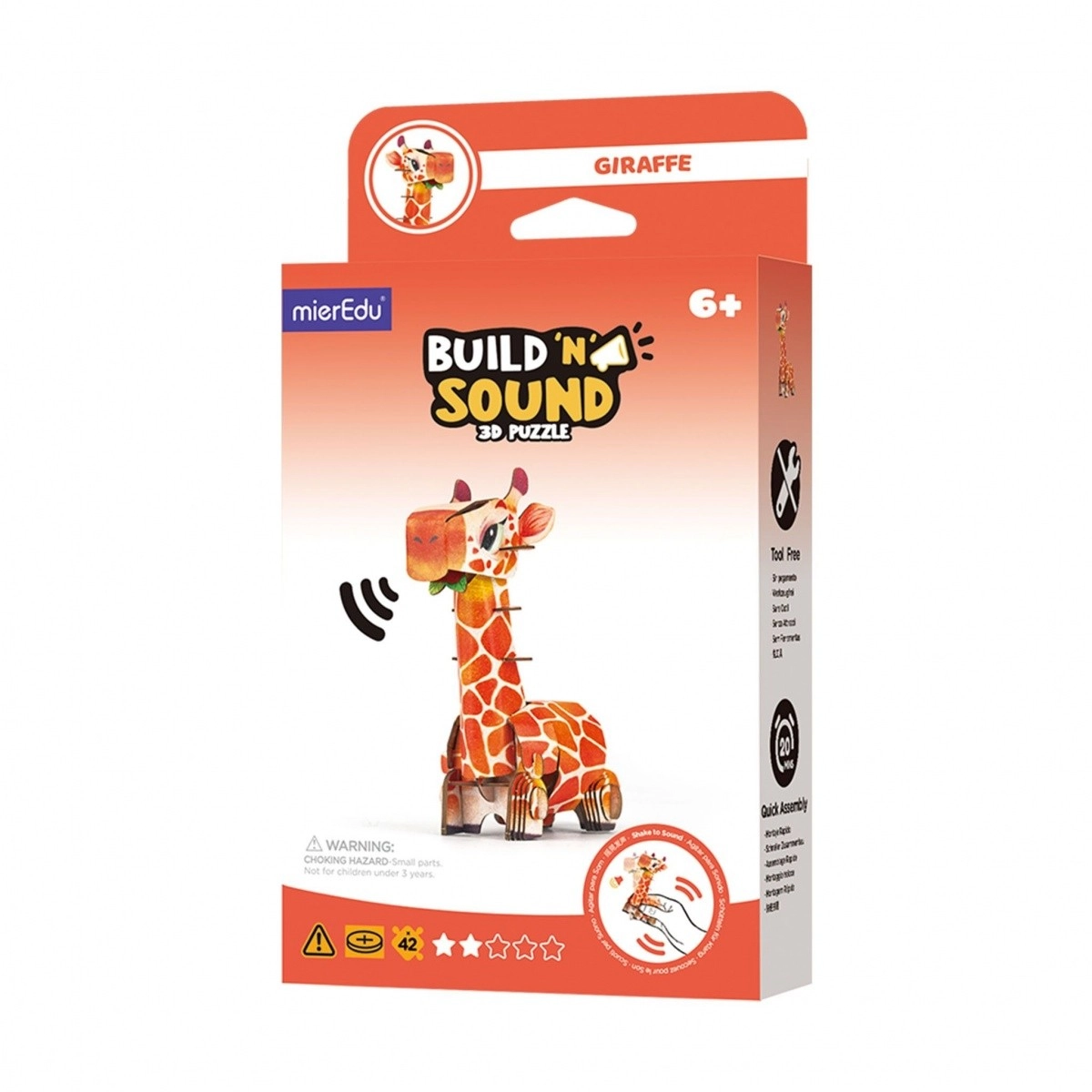 Levně Puzzle 3D MierEdu postav a poslouchej – žirafa