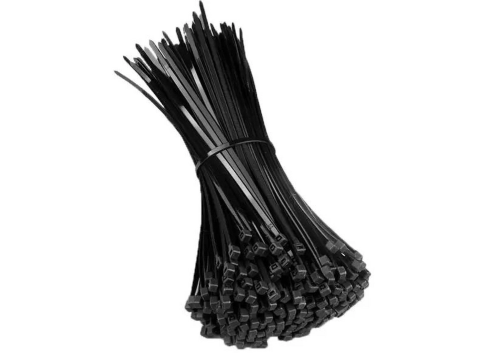 Levně Černé plastové stahovací pásky 300x4,8 mm