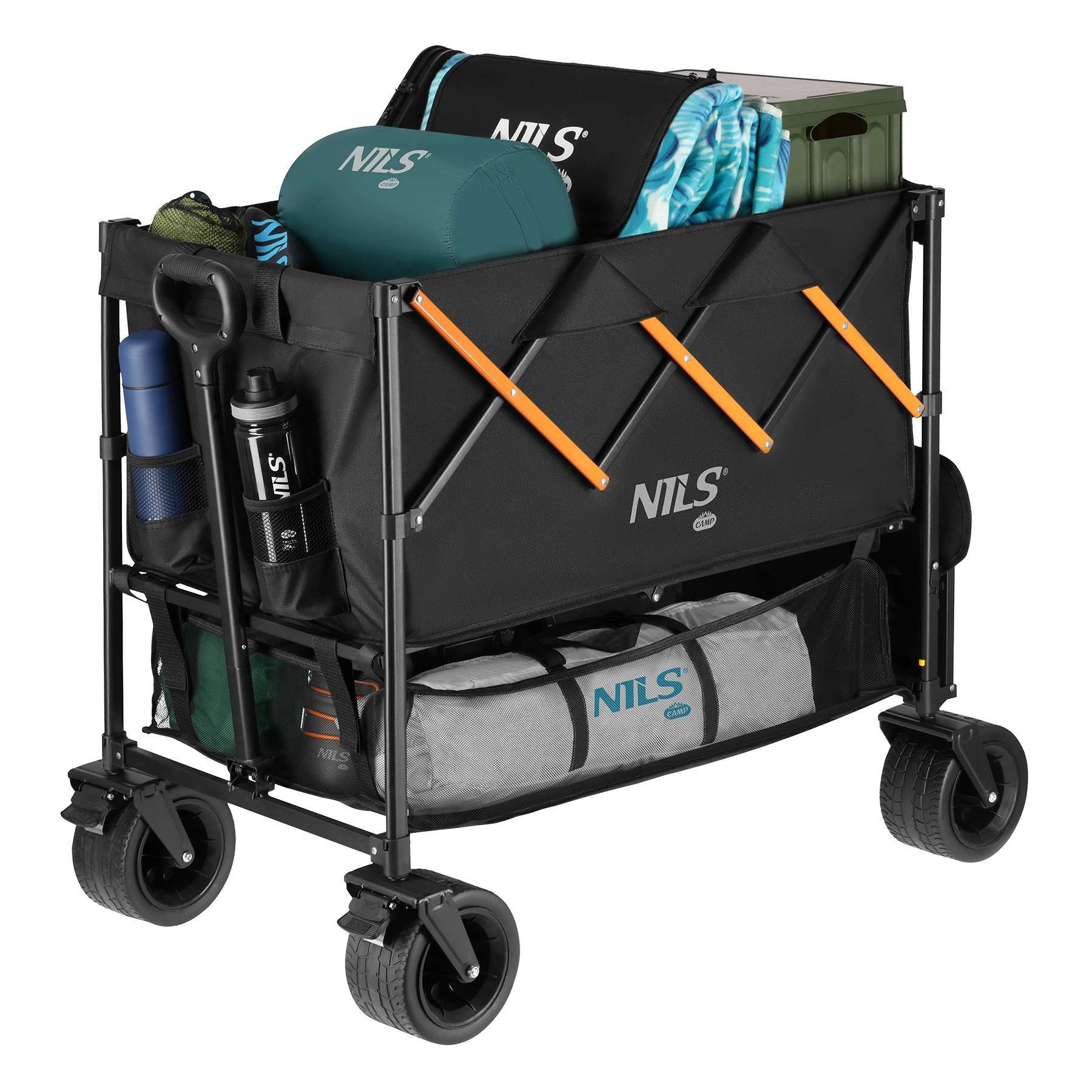 Levně Kempingový vozík NILS Camp nc2607 xxl 160 l černo-oranžový