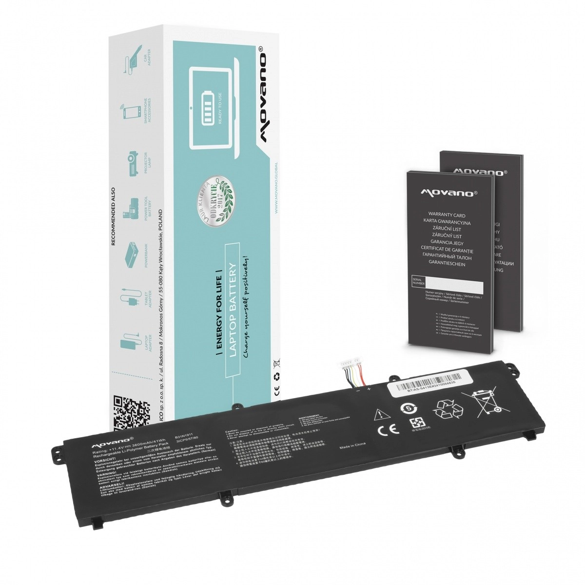 Levně Baterie Movano pro Asus VivoBook Flip 14 X421/TM420/R413/K413FA 3600 mAh 41 Wh