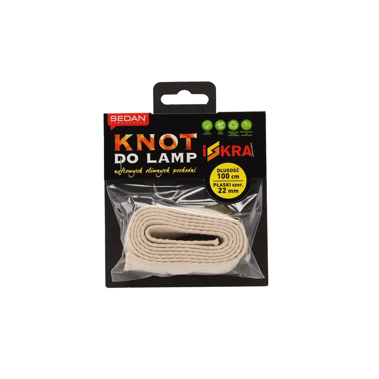 Levně Plochý bavlněný knot 22 mm × 100 cm pro lampy a pochodně