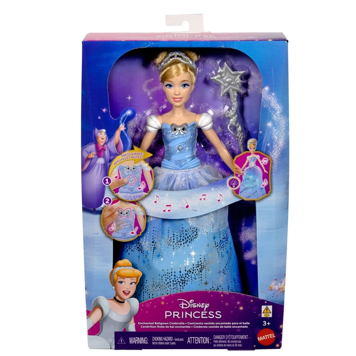 Levně Mattel Disney Princess Popelka Magické plesové šaty JBF94