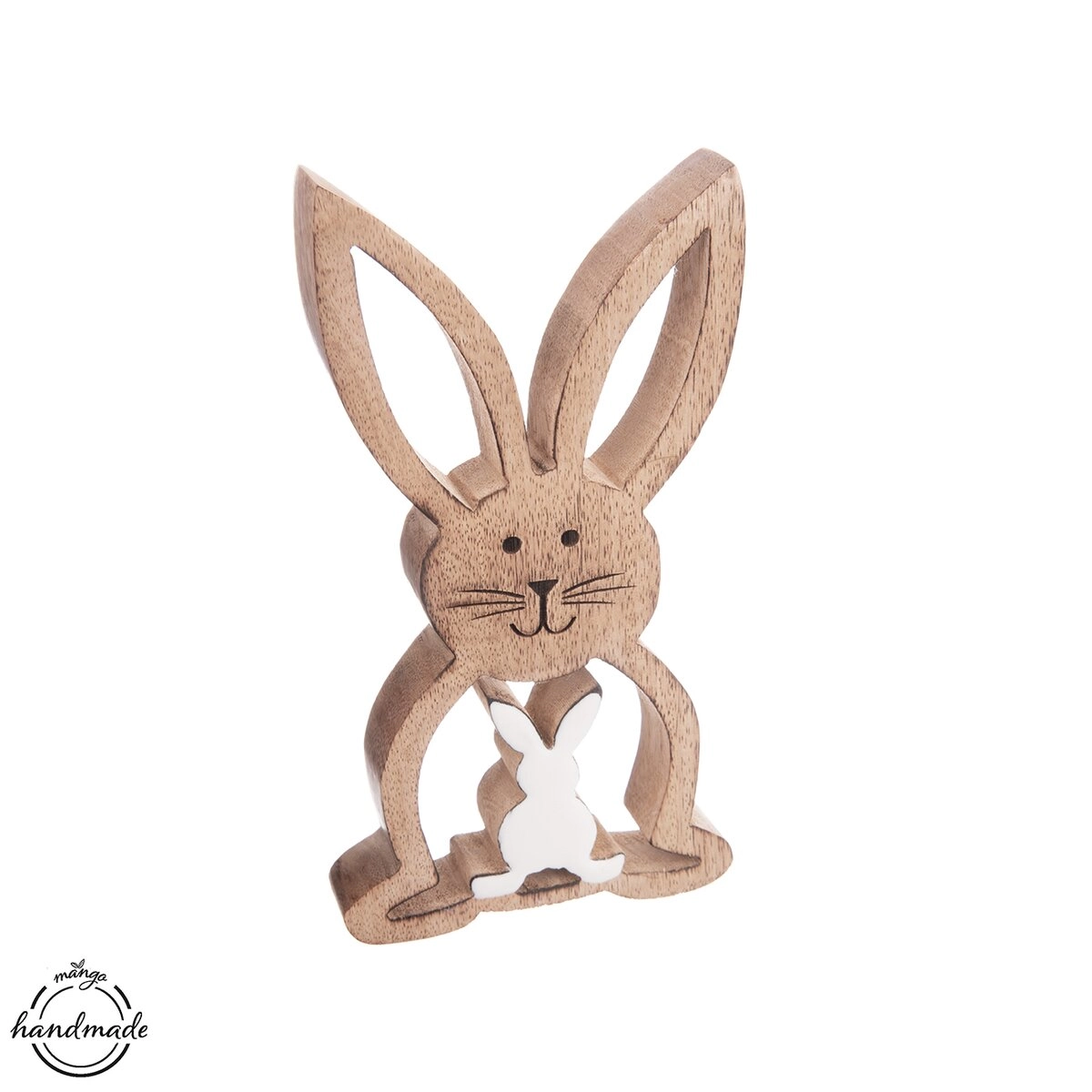 Levně Zajíc dřevo MANGO dekorace v. 22 cm