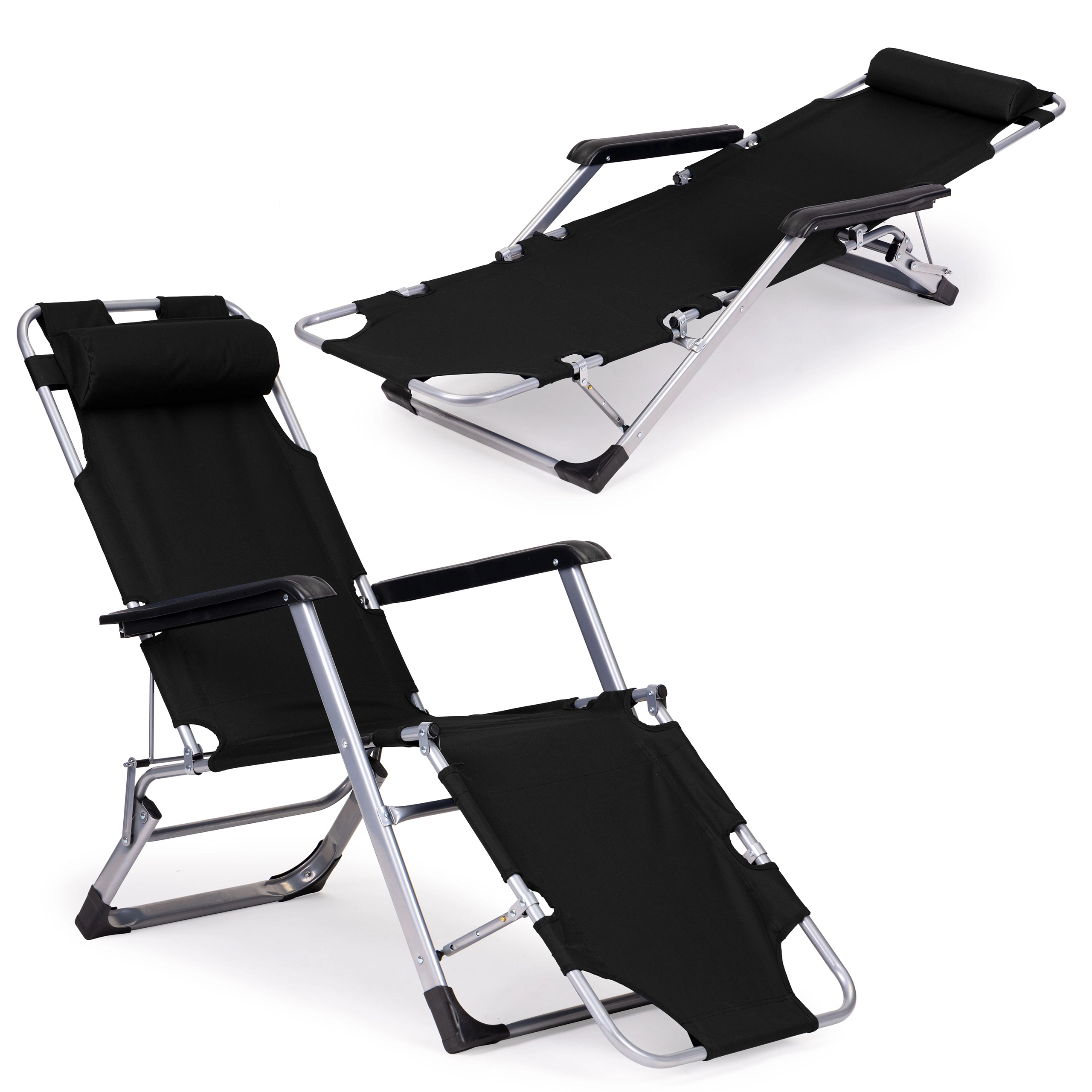 Levně ModernHome ZRL010F černá Skládací lehátko 2v1