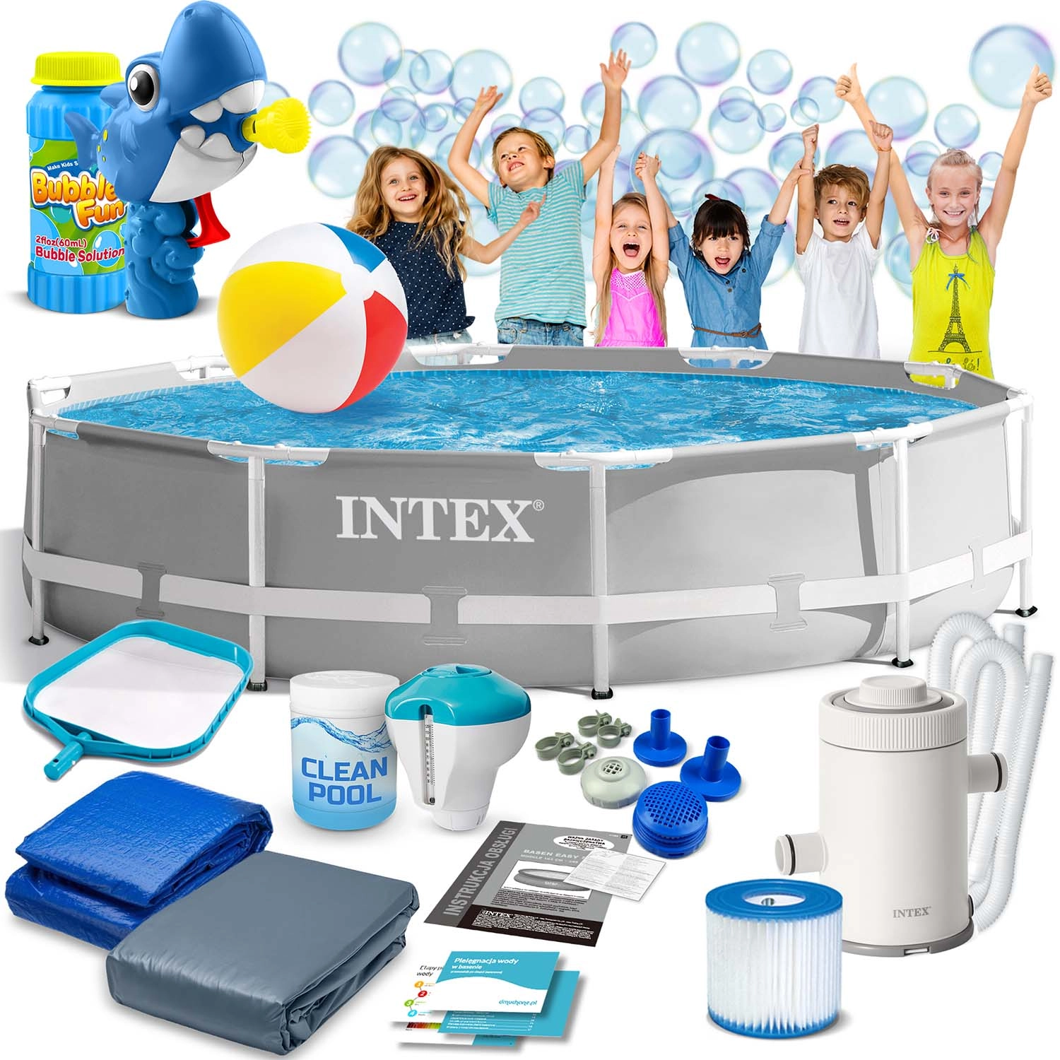 Zahradní rámový bazén 305 × 76 cm INTEX set s filtrací