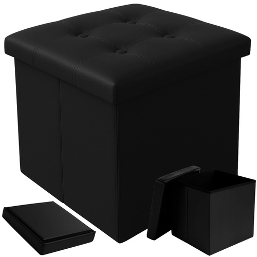 Levně Ruhhy 25779 Taburet s úložným prostorem 38 x 38 cm černý