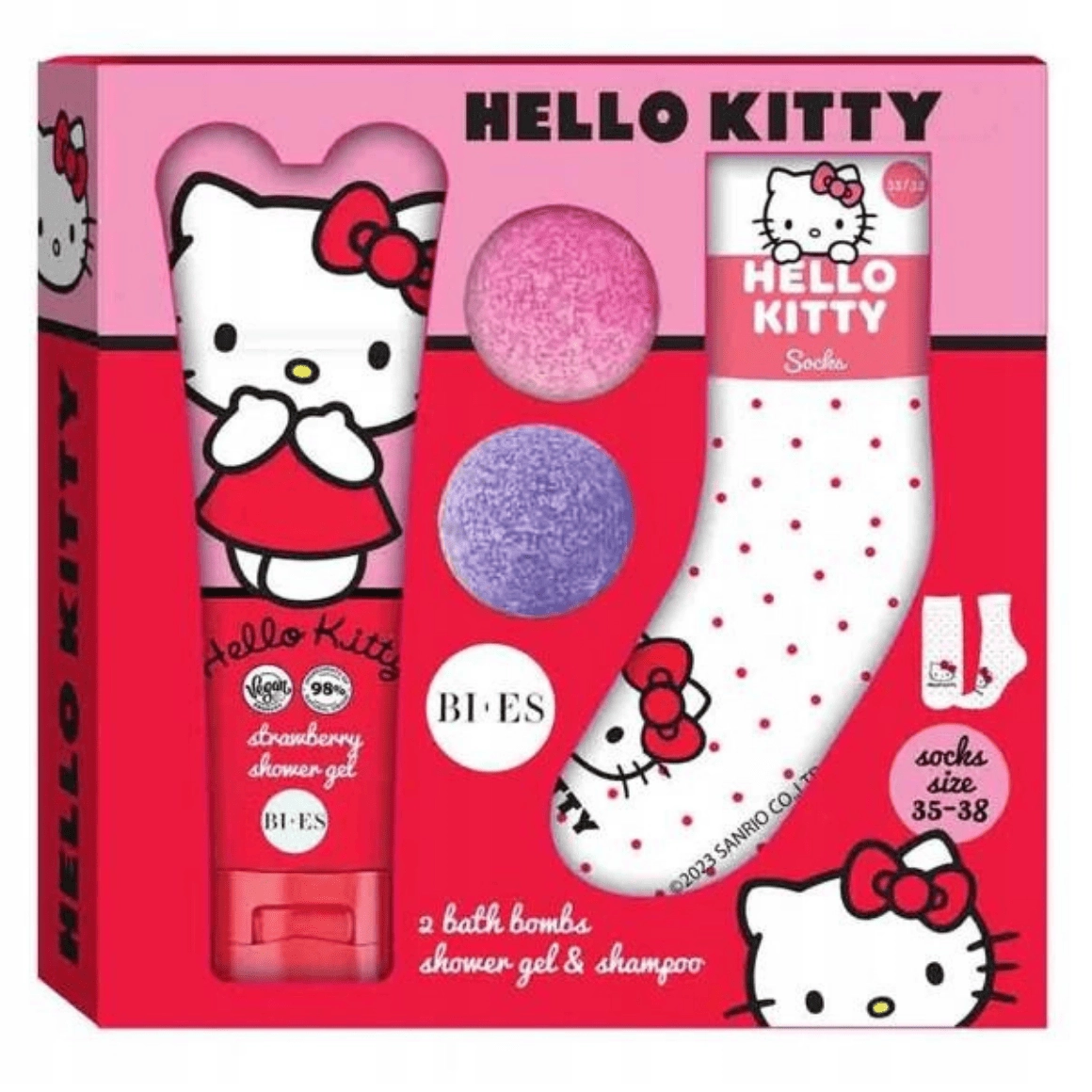 Levně Hello Kitty dárková sada do koupele a sprchy se šamponem a ponožkami
