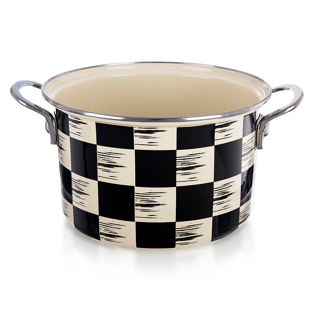 Levně Orion Hrnec ŠACHOVNICE Lem 3 l 20 cm smaltovaný plech, nerezová ocel, kov béžová, černá, 8592381206703