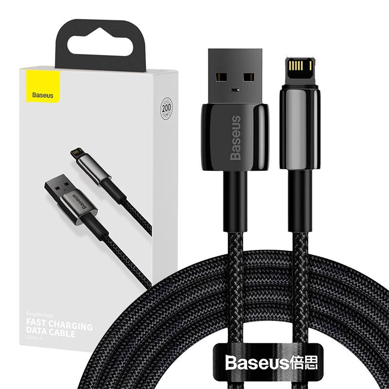 Levně Baseus Tungsten Gold kabel USB – Lightning 2,4 A 2 m – Černá