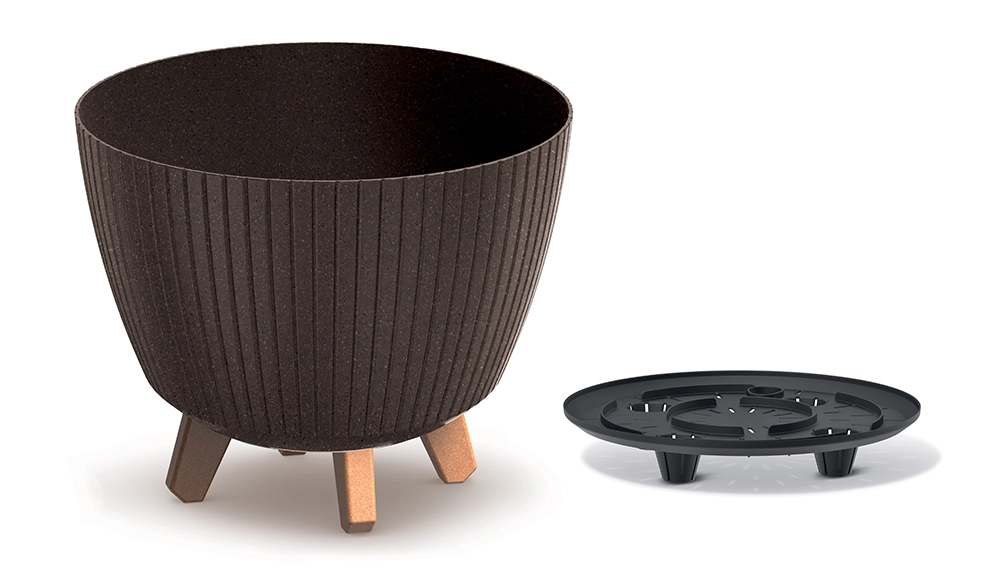 Levně Prosperplast Květináč LAMIAL ECO WOOD kávový 28,8 cm