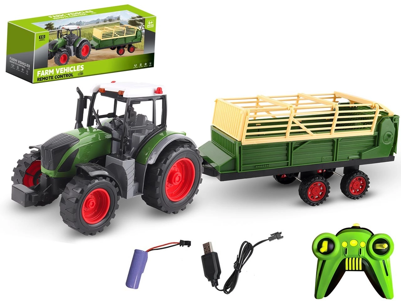 Zdalně řízený traktor s přívěsem USB nabíjení