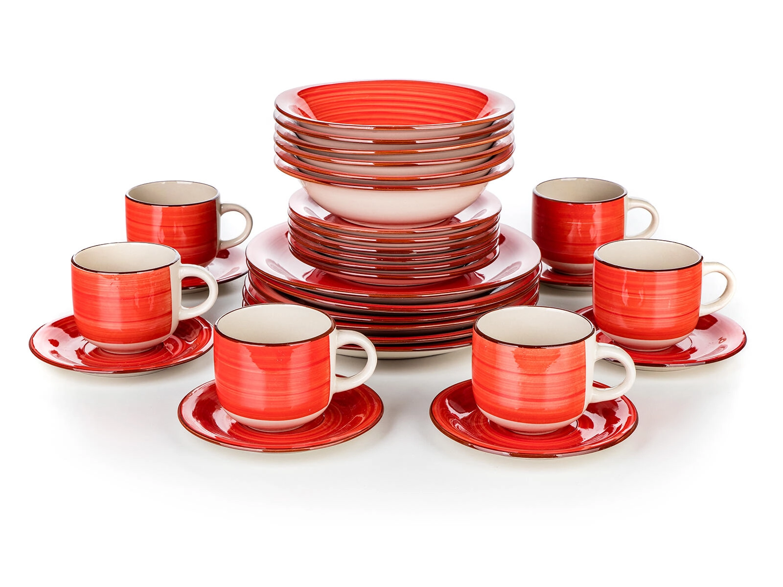 Levně Banquet jídelní sada Spiral Red 30 dílná